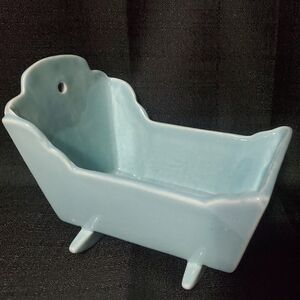 Vintage 1940s Haeger Planter Pottery/Stonewear Baby Boy Blue Cradle Accent piece